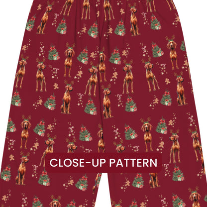 Christmas Vizsla Pajama Pants, wide leg unisex vizsla dog pants mom gift, viszla gift, dog pj pants, sister birthday gift, vizsla owner gift