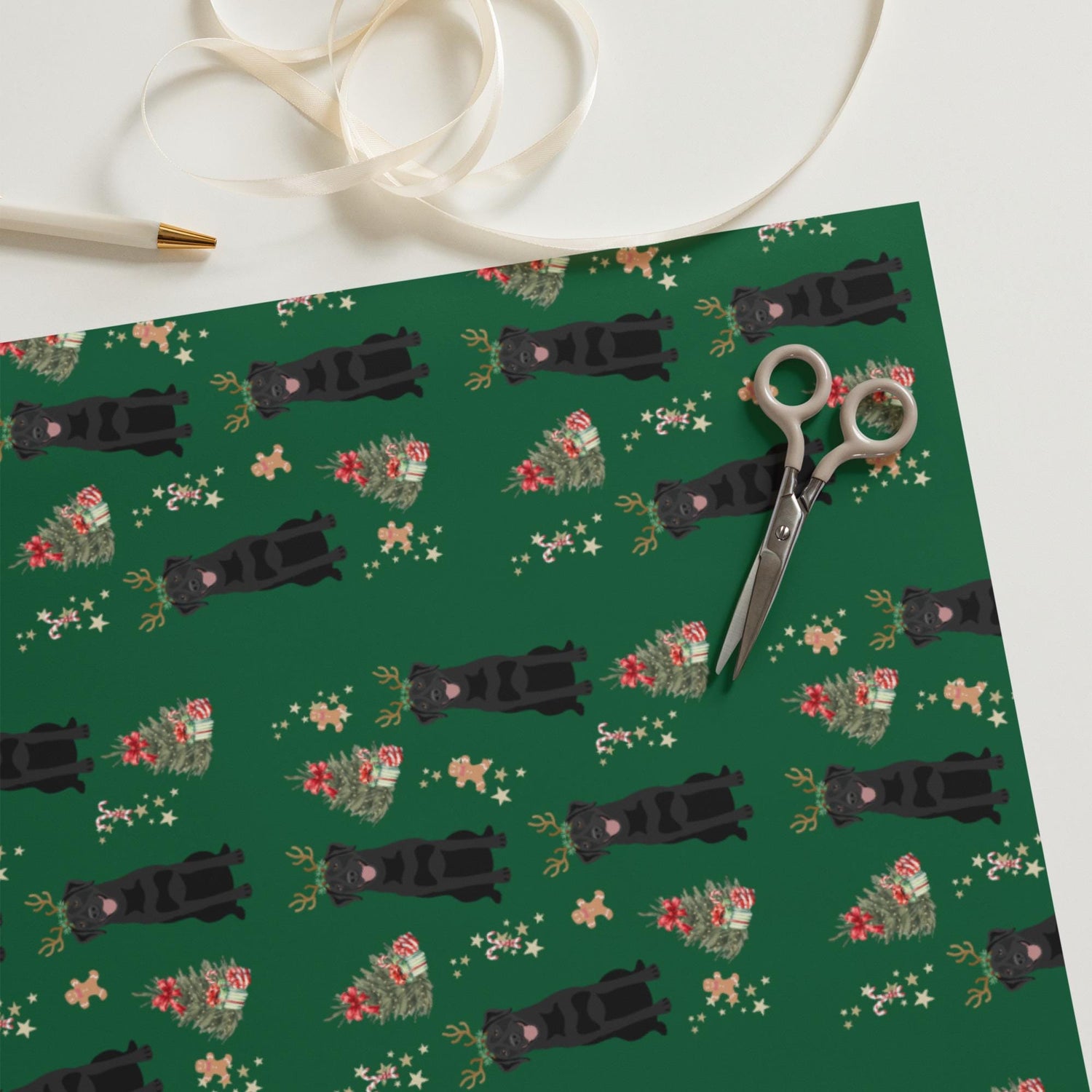 Christmas Black Labrador Wrapping Paper Sheets, labrador xmas gift, retriever gift, dog owner gift, stocking stuffer, xmas festive gift