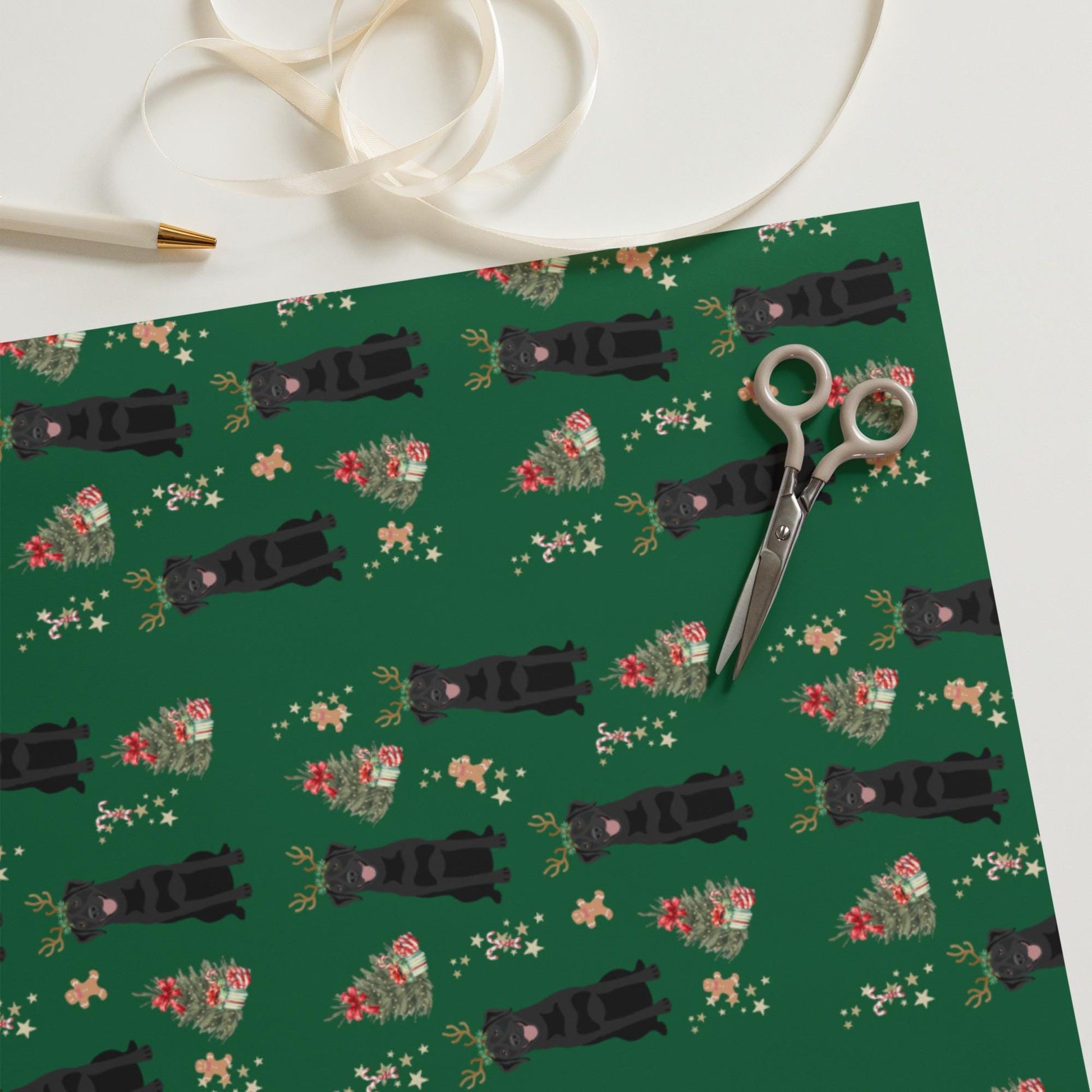 Christmas Black Labrador Wrapping Paper Sheets, labrador xmas gift, retriever gift, dog owner gift, stocking stuffer, xmas festive gift