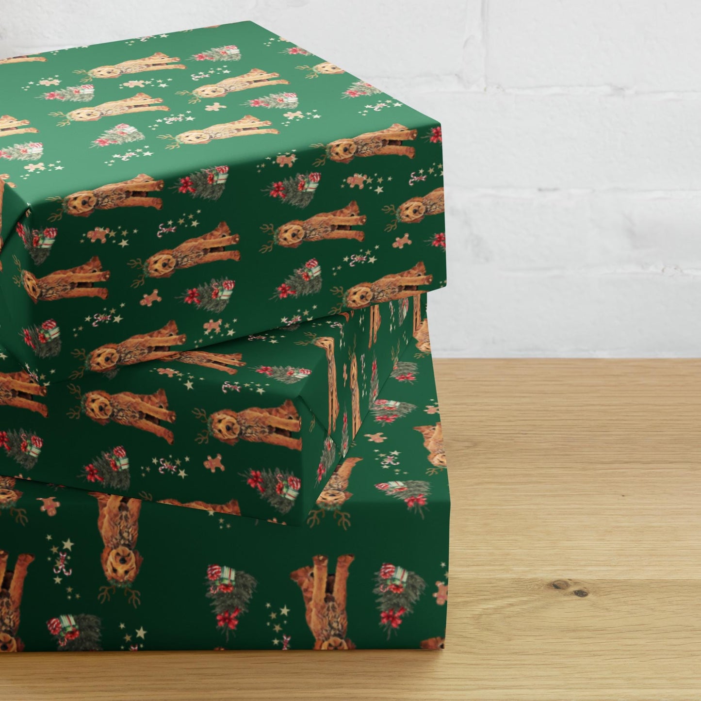 Christmas Goldendoodle Wrapping Paper Sheets, doodle xmas gift, dog owner gift, stocking stuffer, xmas festive gift