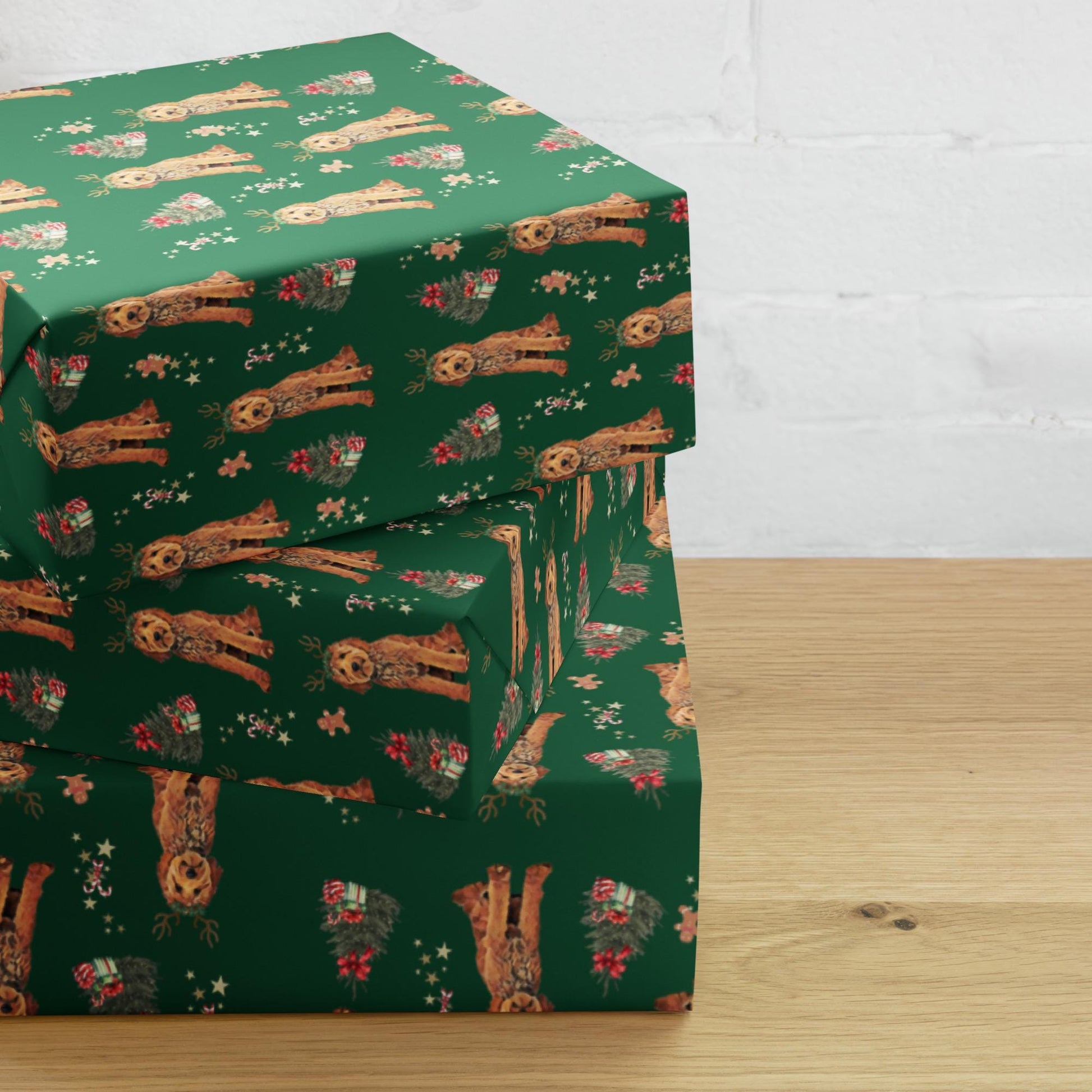Christmas Goldendoodle Wrapping Paper Sheets, doodle xmas gift, dog owner gift, stocking stuffer, xmas festive gift