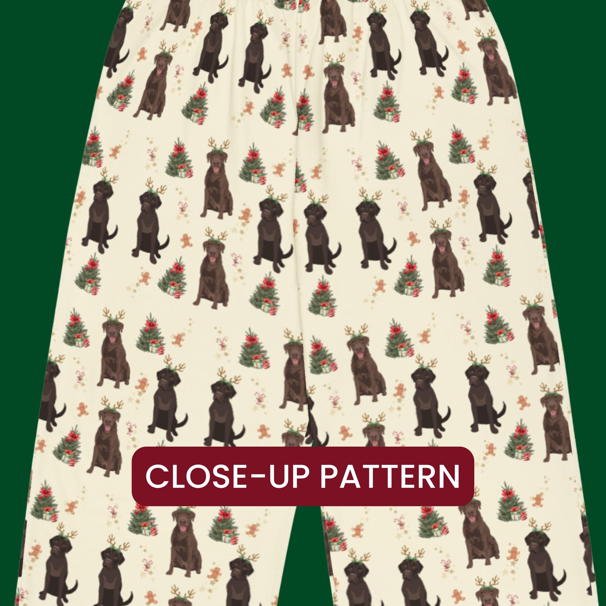 Christmas Chocolate Labrador Pajama Pants, wide leg unisex labrador dog pants, mom gift, labrador gift, dog pajamas pants, sister birthday
