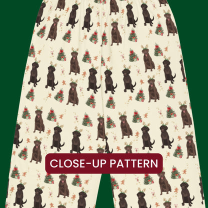 Christmas Chocolate Labrador Pajama Pants, wide leg unisex labrador dog pants, mom gift, labrador gift, dog pajamas pants, sister birthday