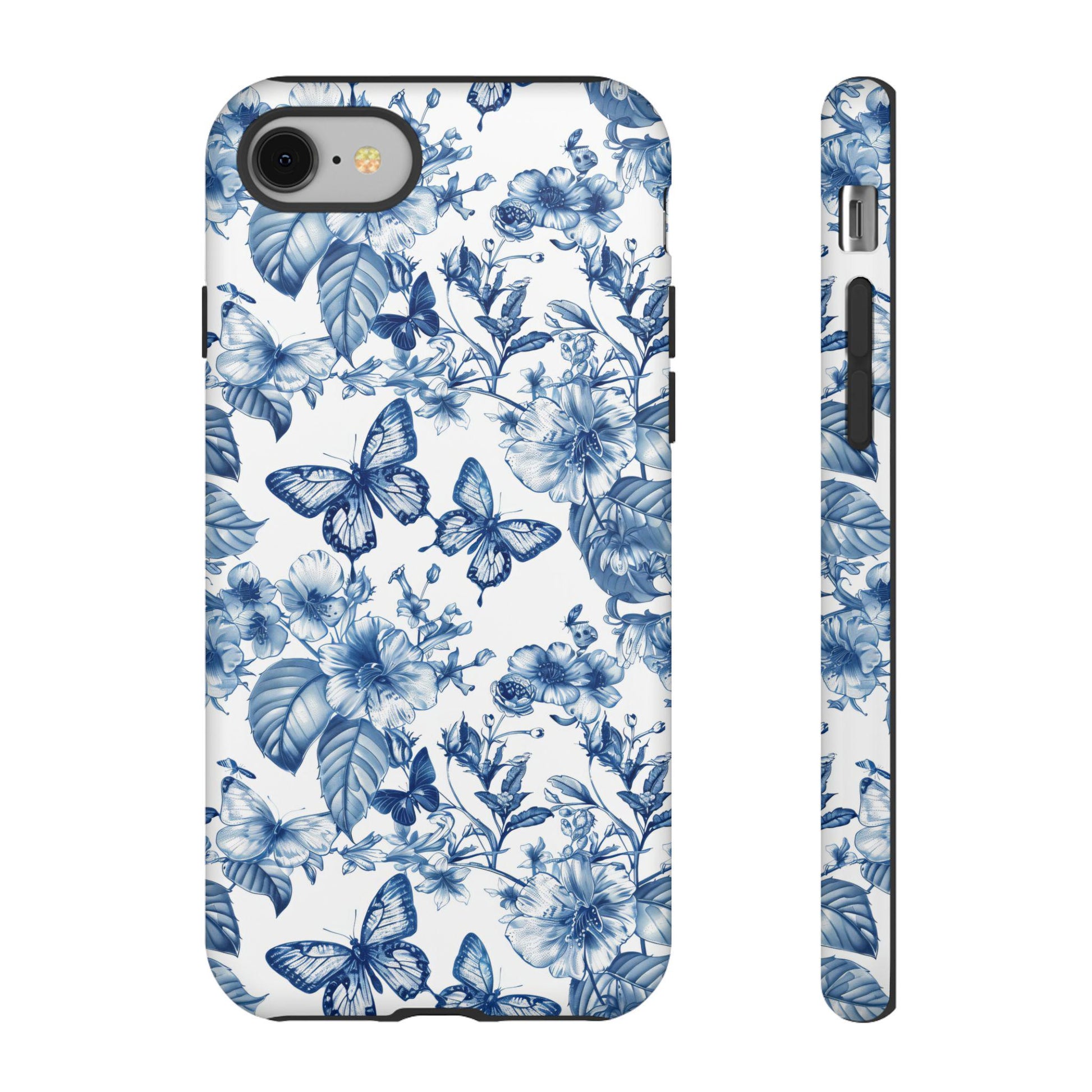 Toile De Jouy Flower Phone Case, for iPhone, Android, Google Pixel, cottagecore floral blue aesthetic, phone cover, gift for her, wife gift