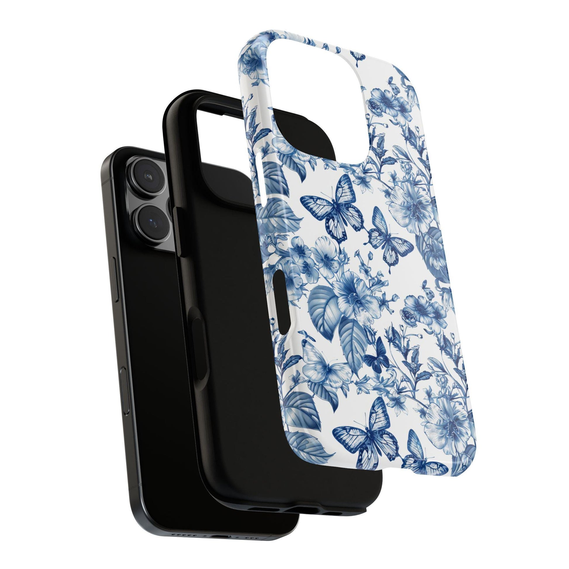 Toile De Jouy Flower Phone Case, for iPhone, Android, Google Pixel, cottagecore floral blue aesthetic, phone cover, gift for her, wife gift