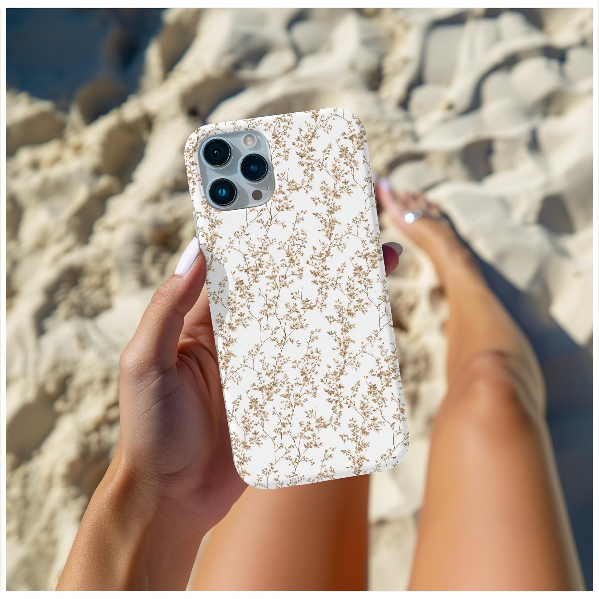 Toile De Jouy Gold Flower Phone Case, for iPhone, Android, Google Pixel, case floral cottagecore aesthetic, birthday wife gift, gift for her