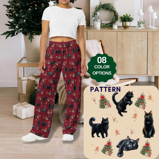 Christmas black cat pajama pants