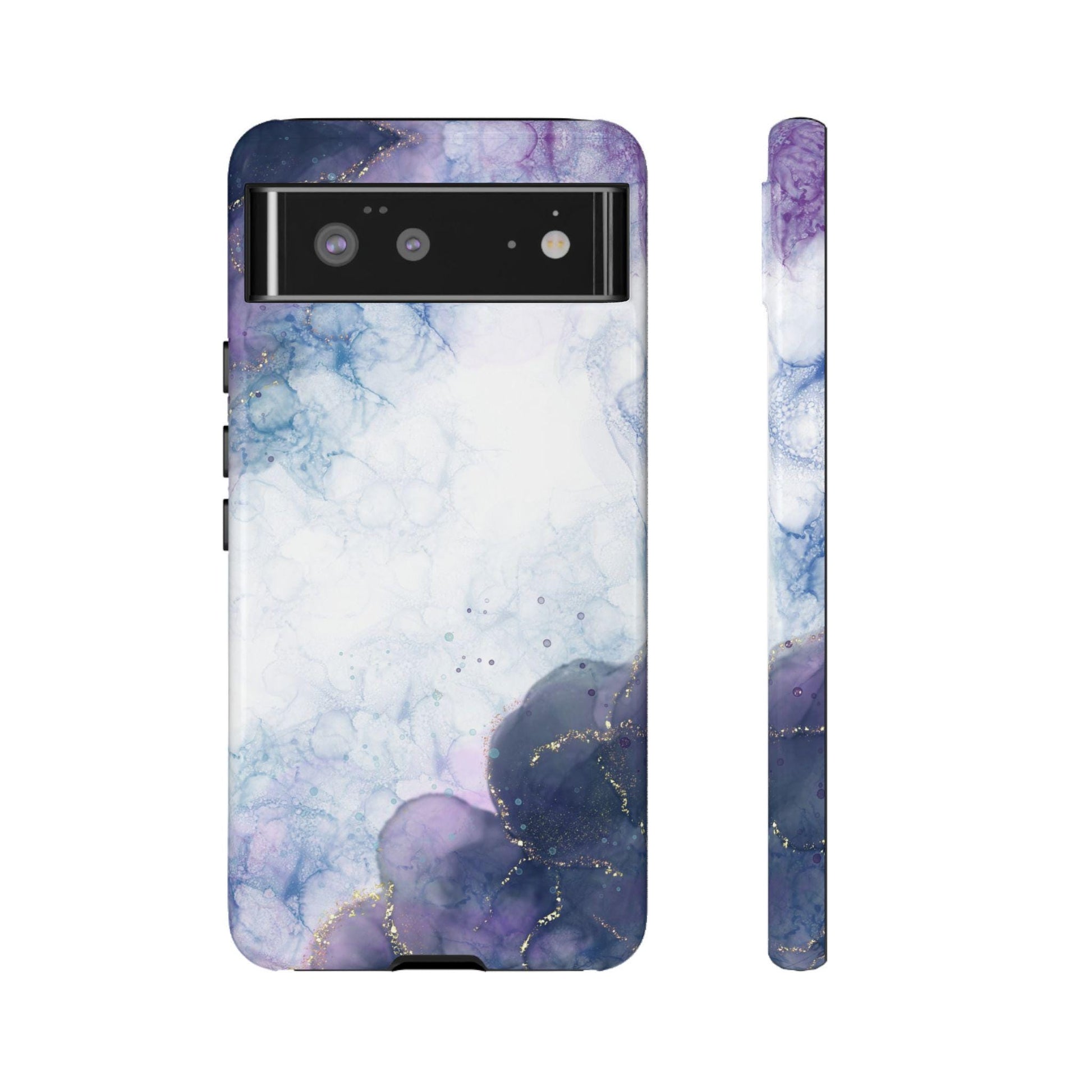 Blue Violet Marble Phone Case, for iPhone, Android, Google Pixel, case gold y2k aesthetic, birthday wife gift, gift for her, sister bday