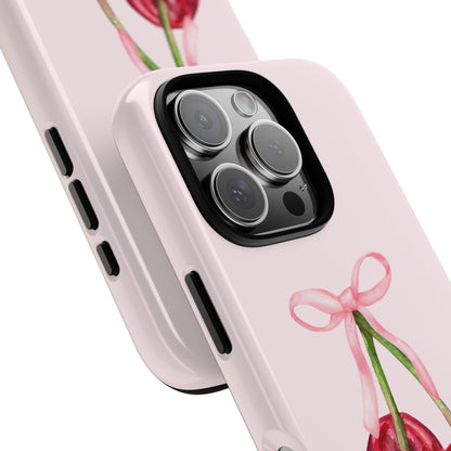 Coquette Cherry Bow Have a Lovely Day Phone Case, for iPhone, Android, Google Pixel, y2k aesthetic, gift for her, sister birthday gift