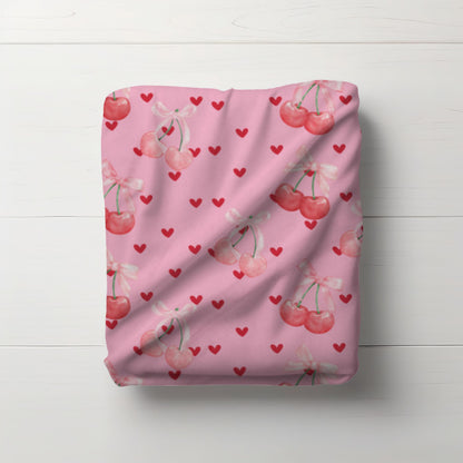 Coquette cherry bow blanket - y2k aesthetic girlie Valentine&#39;s day gift