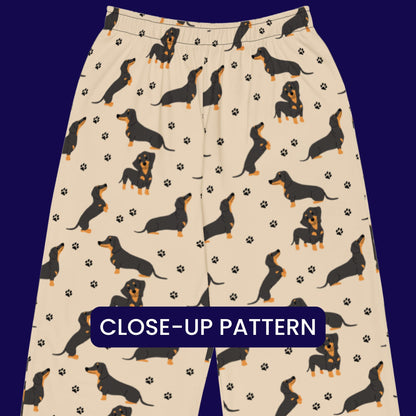 Tan Dachshund Pajama Pants, dog pjs, tan dachshund gifts, doxie gifts for her, sausage dog mom sweatpants, dachshund gifts, valentine gift