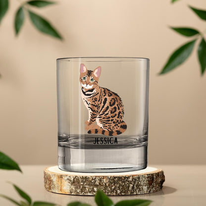Bengal Cat Whiskey Glass, bengal gifts, cat mom gift, cat owner Christmas gift, bengal kitten, cat wife birthday gift, cat lady shirt