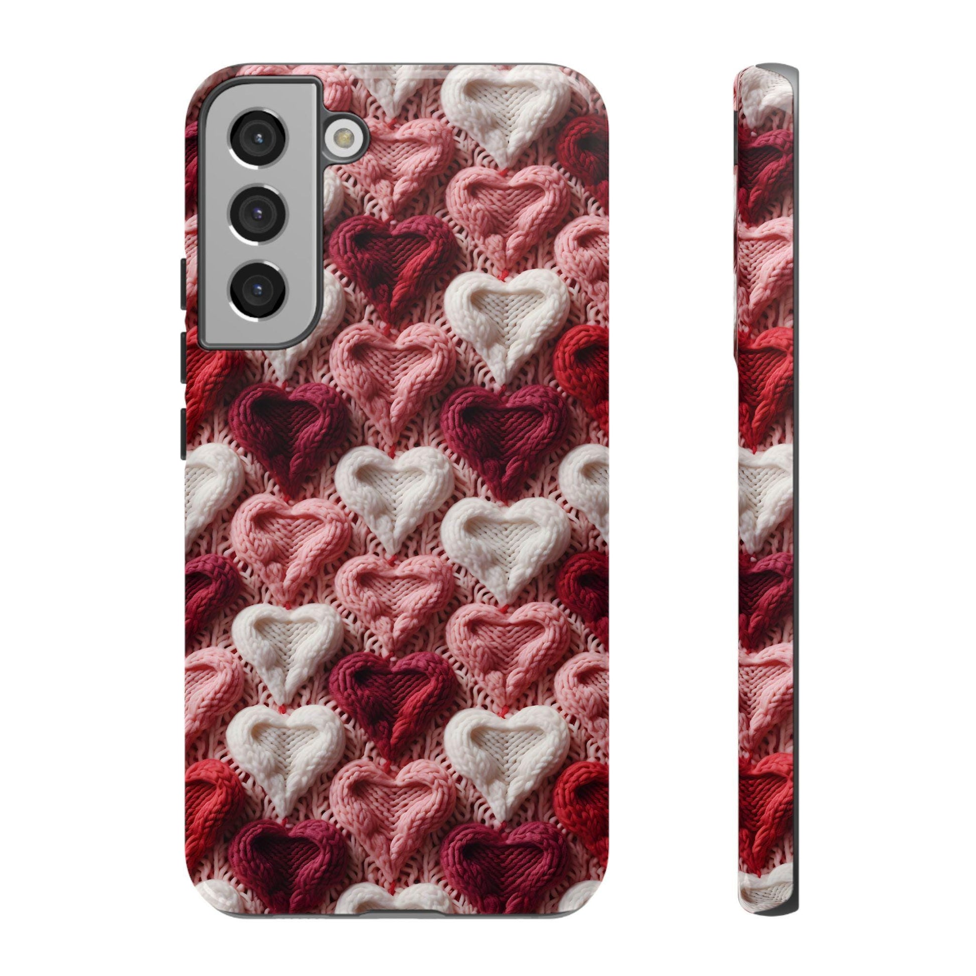 Valentines Day Knitted Heart Phone Case for iPhone, for Samsung, for Google Pixel, gift for her, yarn lover gift, birthday, knitting gift