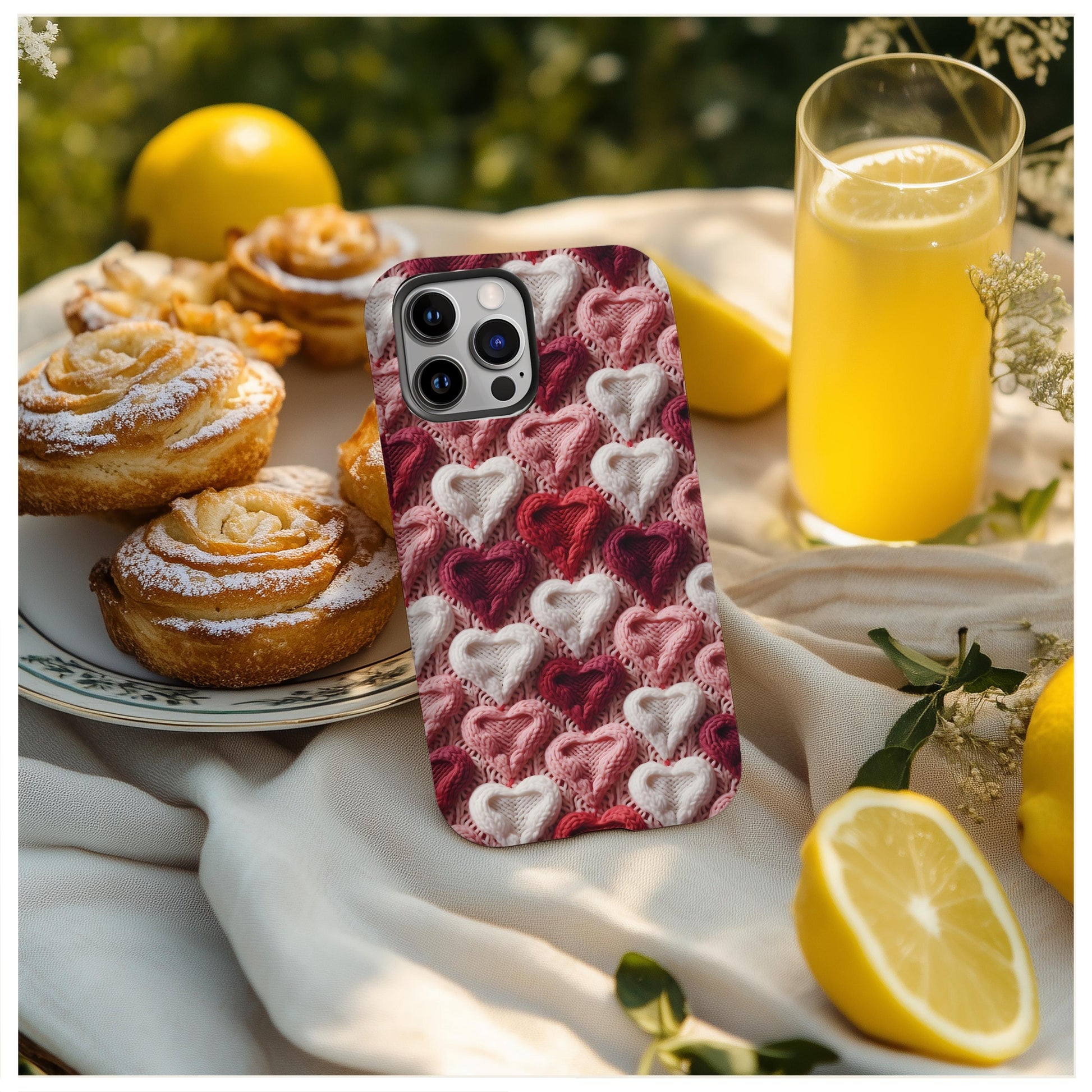 Valentines Day Knitted Heart Phone Case for iPhone, for Samsung, for Google Pixel, gift for her, yarn lover gift, birthday, knitting gift