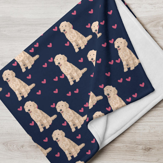 Valentine day heart cream Goldendoodle blanket - gift for doodle owner