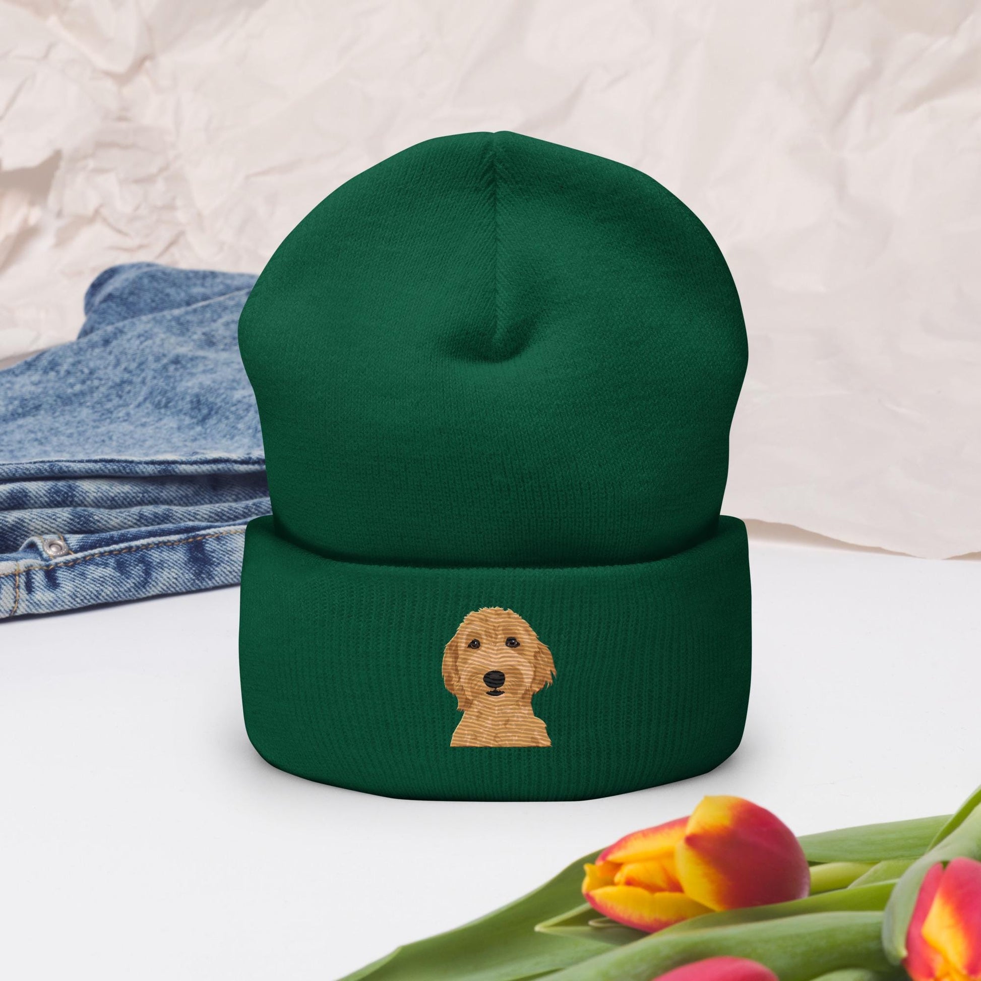 Embroidered Goldendoodle Beanie, doodle gifts, beanie hat mom V-day gift, puppy doodle winter hat, wife birthday gift, mama labradoodle cap