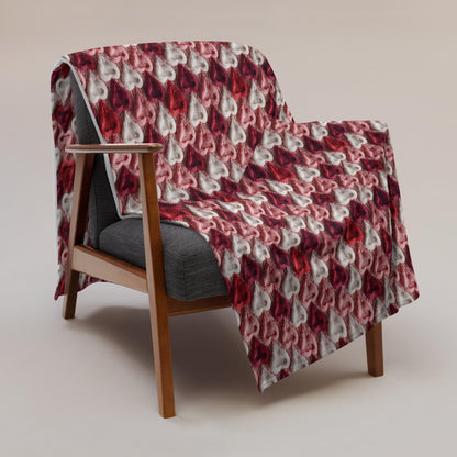 Valentines Blanket Knitted Heart Pattern Print, gift for her, girlfriend v-day gift, coquette baby shower gift, fleece throw blanket