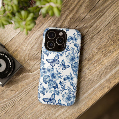 Toile De Jouy Flower Phone Case, for iPhone, Android, Google Pixel, cottagecore floral blue aesthetic, phone cover, gift for her, wife gift
