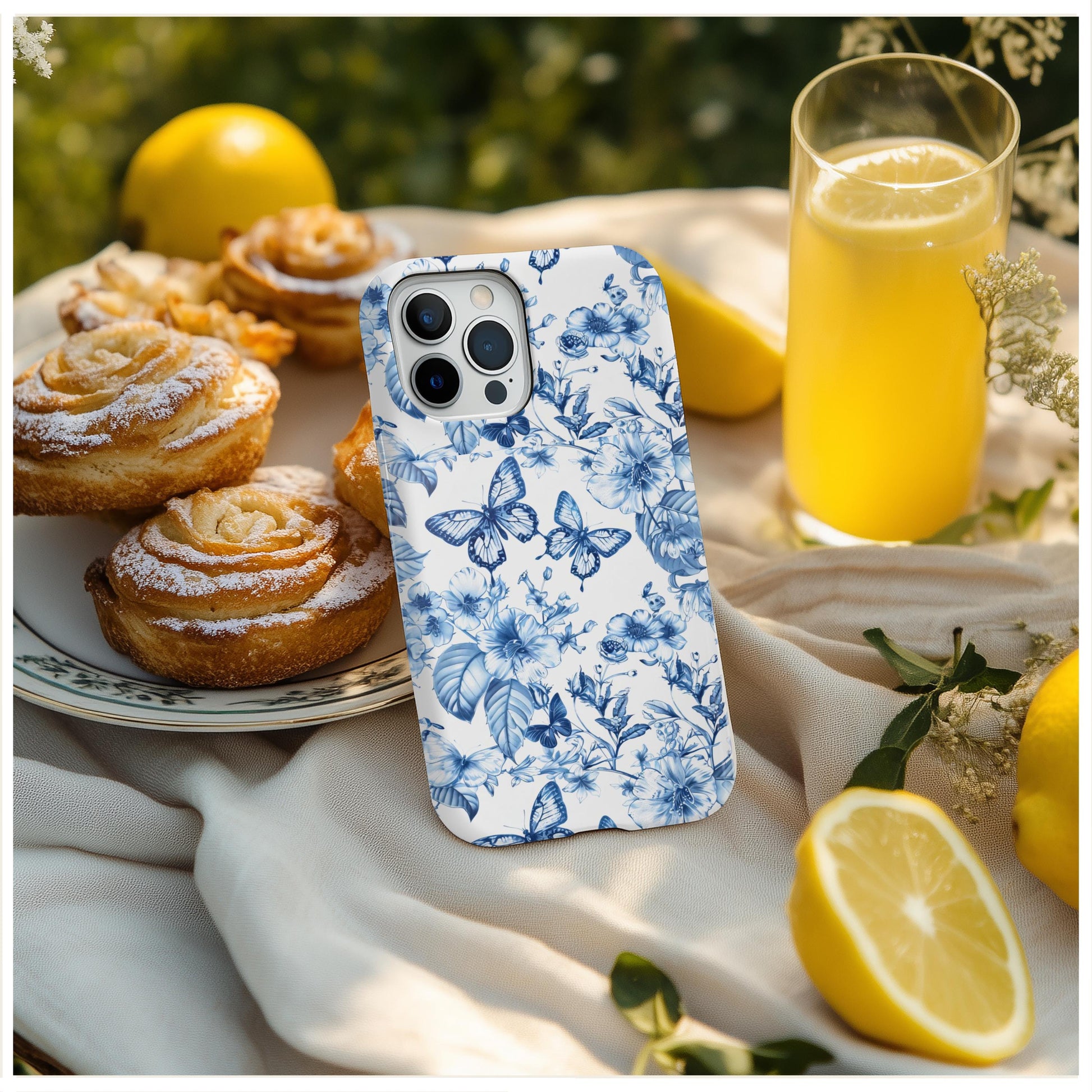Toile De Jouy Flower Phone Case, for iPhone, Android, Google Pixel, cottagecore floral blue aesthetic, phone cover, gift for her, wife gift