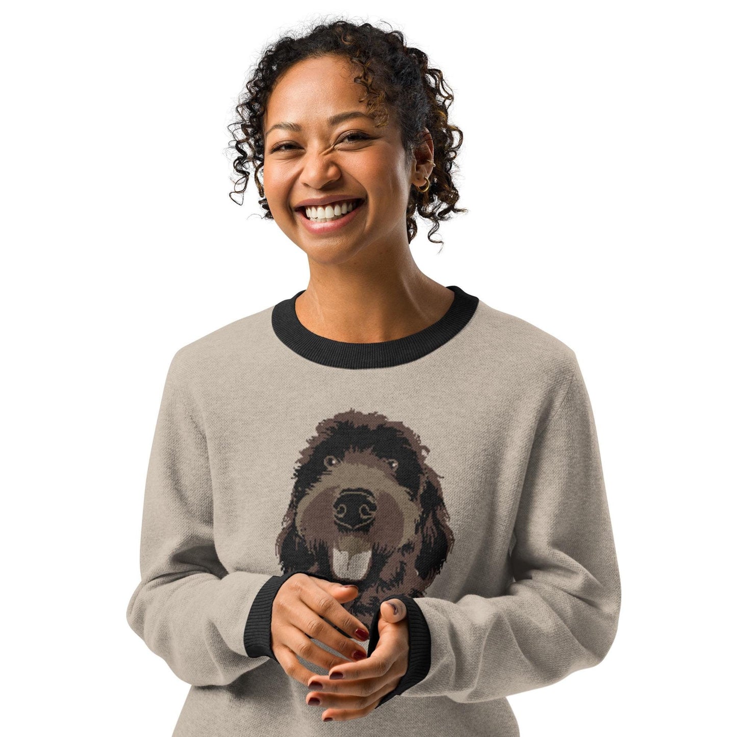 Premium knitted chocolate goldendoodle sweater