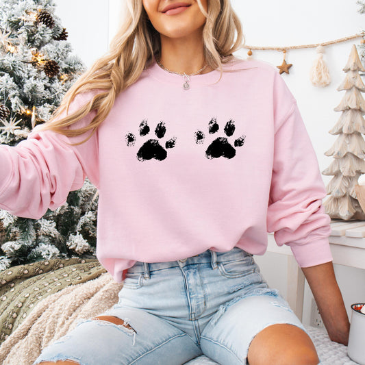 Retro Dog Paws Sweatshirt, dog owner shirt, dog lover sweater gift, dachshund shirt, corgi crewneck, pomeranian gift, sister birthday gift