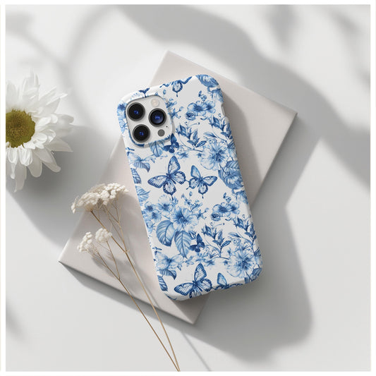 Toile de jouy blue plant flower phone case