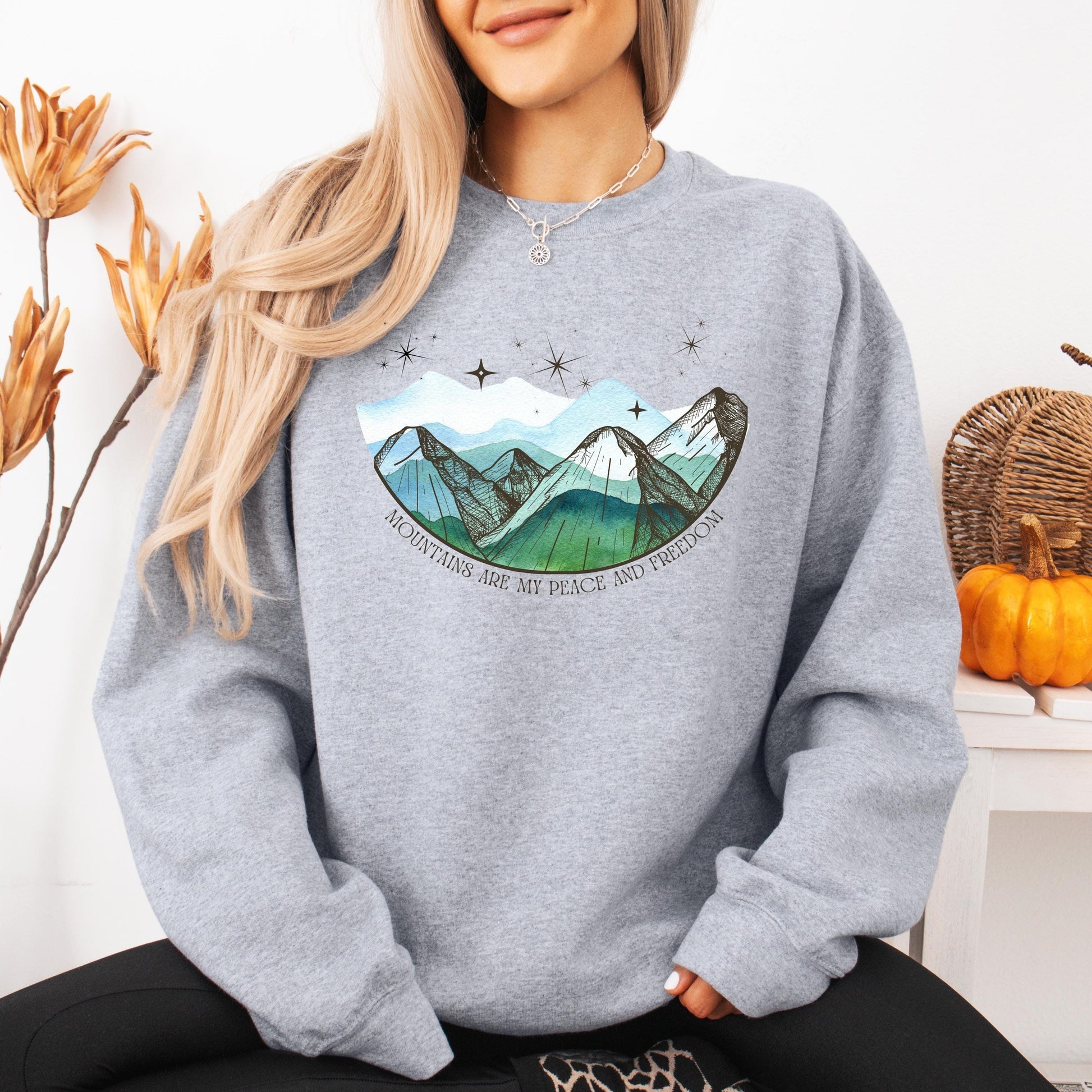 Mountains Are My Peace And Freedom Sweatshirt, camper shirt, mountain gifts, wife anniversary gift, girlfriend birthday gift, hiking gift
