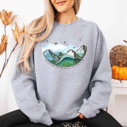 Mountains Are My Peace And Freedom Sweatshirt, camper shirt, mountain gifts, wife anniversary gift, girlfriend birthday gift, hiking gift