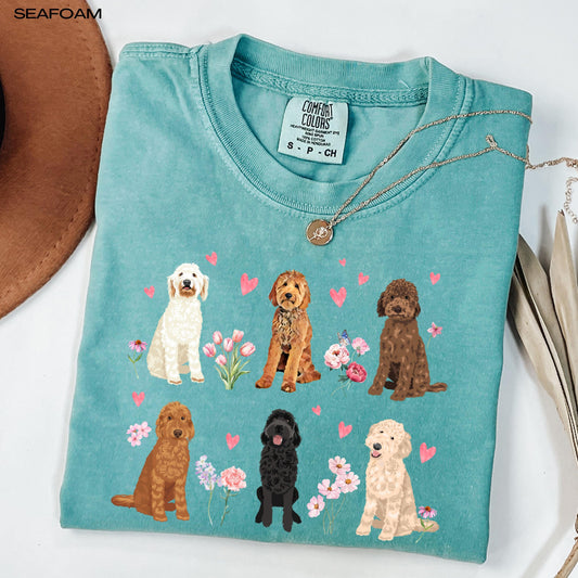 Pink Heart Doodle Cottagecore Shirt, golden doodle Valentine day, cutecore, gift for her, doodle gift, dog sweetheart, doodle sweatshirt