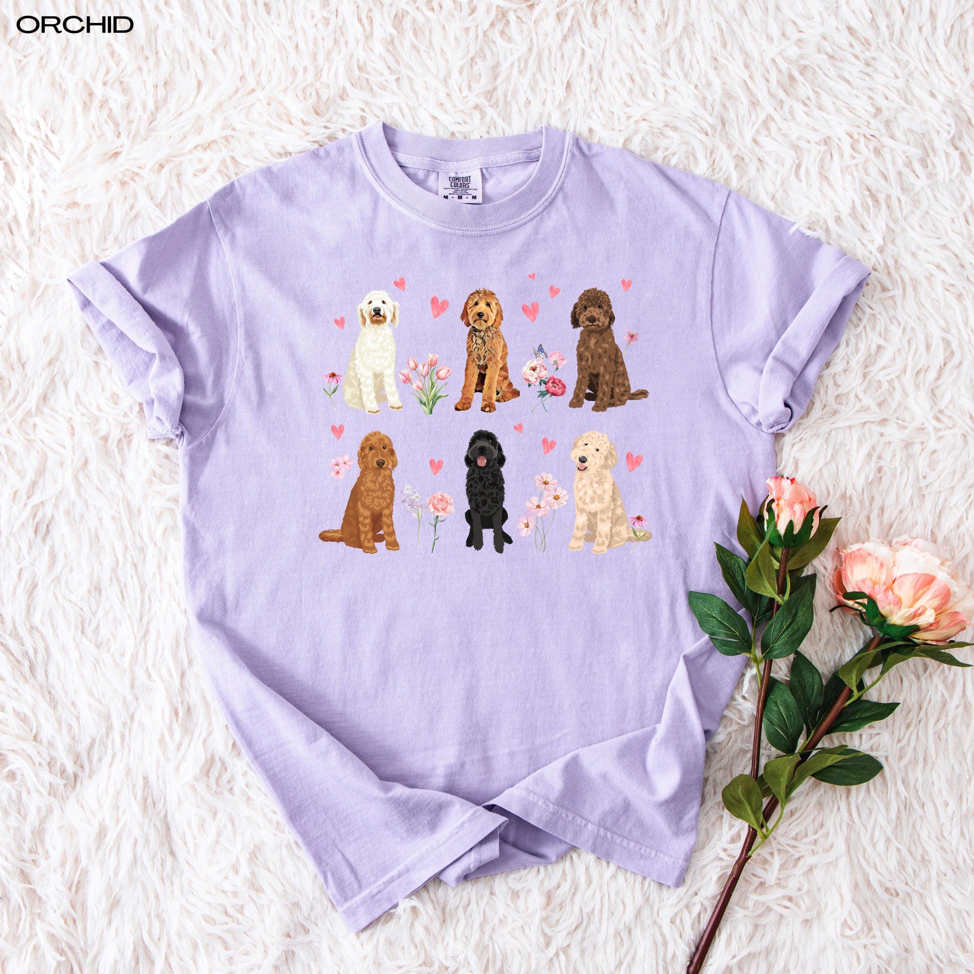 Pink Heart Doodle Cottagecore Shirt, golden doodle Valentine day, cutecore, gift for her, doodle gift, dog sweetheart, doodle sweatshirt