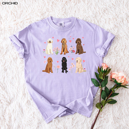 Pink Heart Doodle Cottagecore Shirt, golden doodle Valentine day, cutecore, gift for her, doodle gift, dog sweetheart, doodle sweatshirt