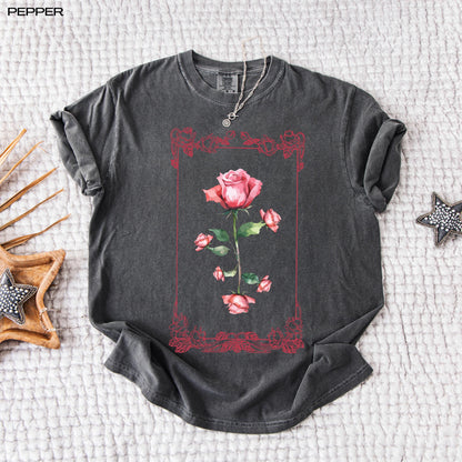 Pink rose art nouveau shirt