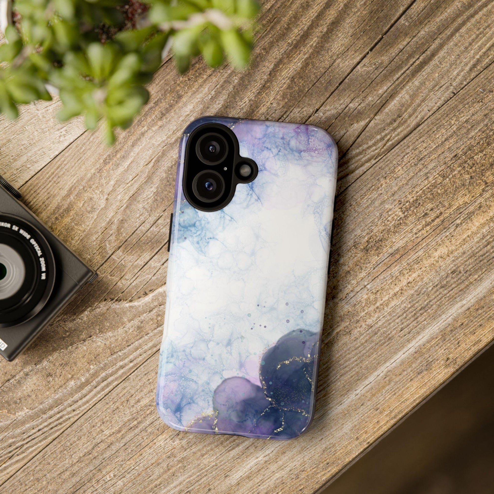 Blue Violet Marble Phone Case, for iPhone, Android, Google Pixel, case gold y2k aesthetic, birthday wife gift, gift for her, sister bday