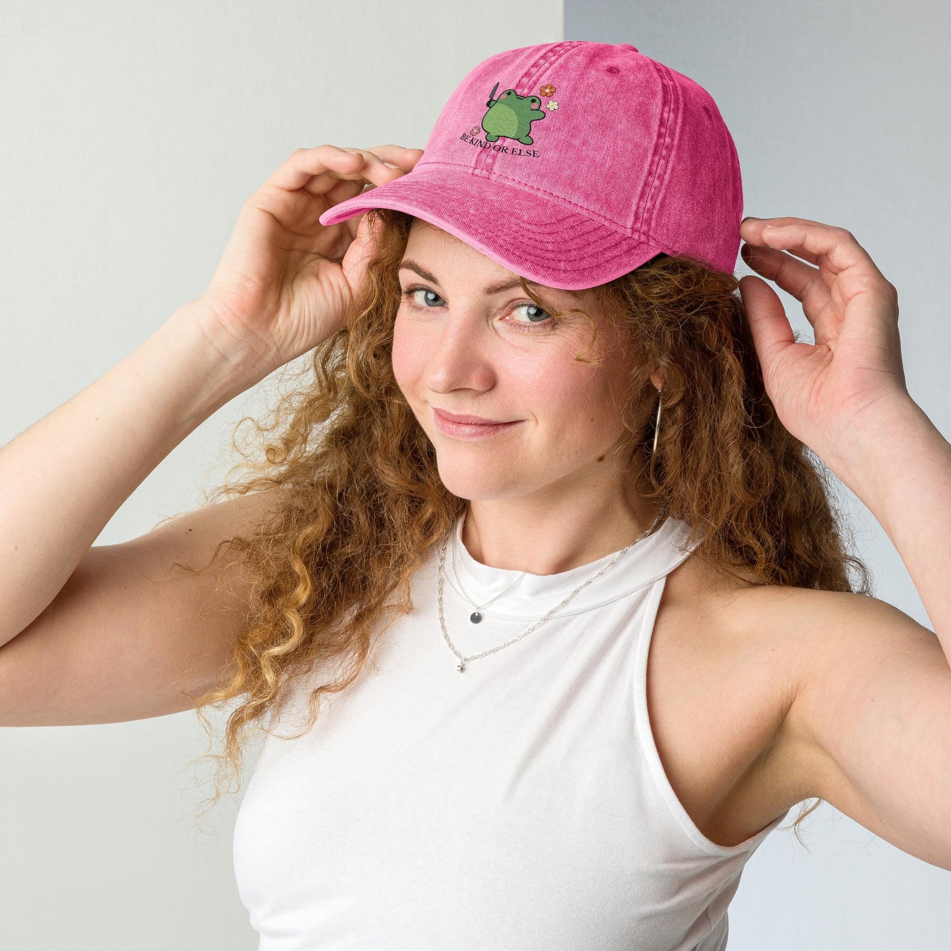 Be Kind Or Else Frog Hat, y2k aesthetic college girlie gift, sarcastic wife birthday gift, best friend gift for her, frog lover gift
