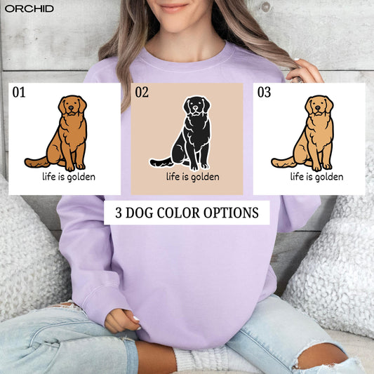 Life is Golden Retriever Shirt, oversized comfort colors t-shirt, valentines day gift, gift for her birthday shirt, red golden dog sweater