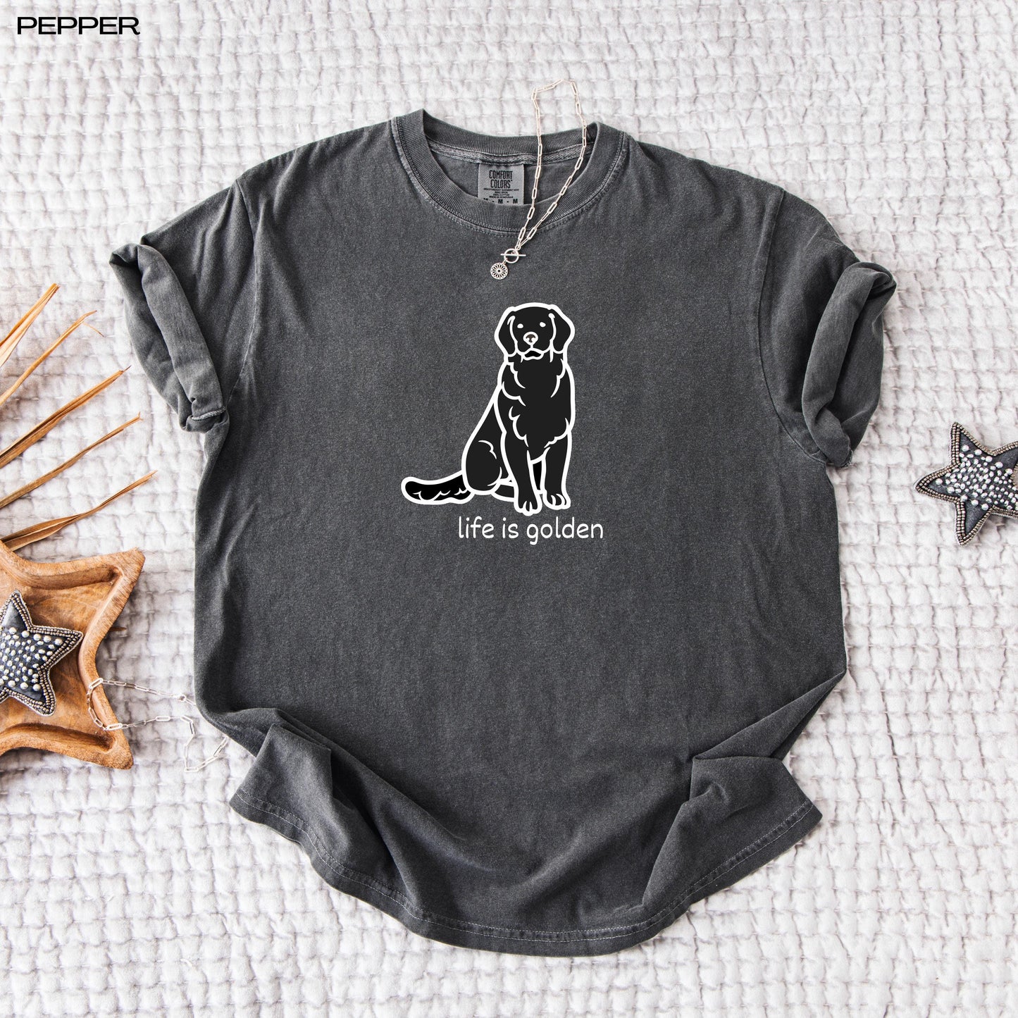 Life is Golden Retriever Shirt, oversized comfort colors t-shirt, valentines day gift, gift for her birthday shirt, red golden dog sweater