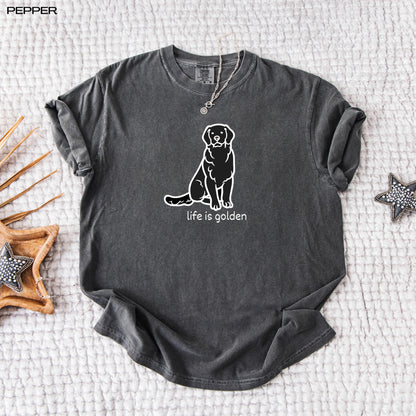 Life is Golden Retriever Shirt, oversized comfort colors t-shirt, valentines day gift, gift for her birthday shirt, red golden dog sweater