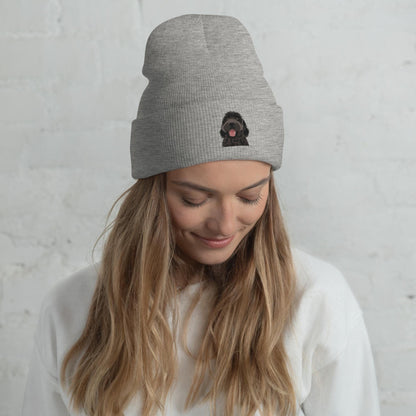 Embroidered black Goldendoodle beanie