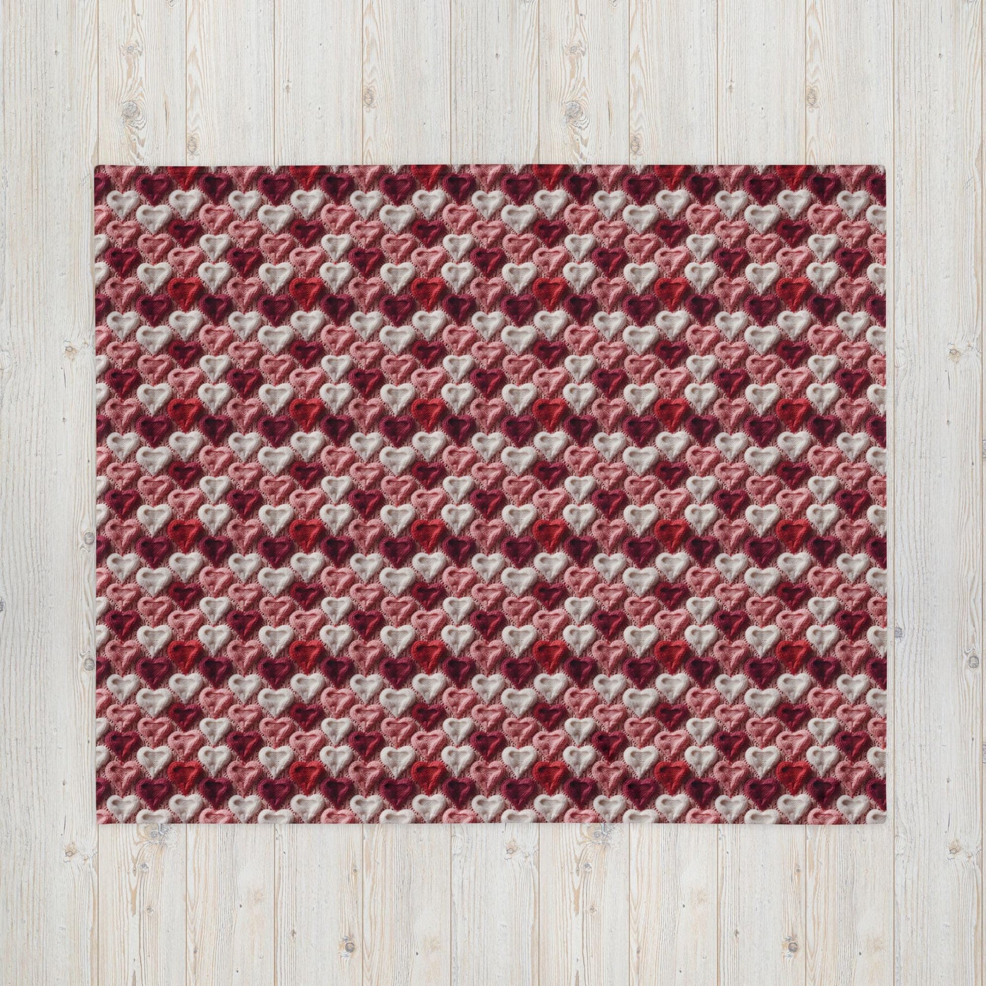 Valentines Blanket Knitted Heart Pattern Print, gift for her, girlfriend v-day gift, coquette baby shower gift, fleece throw blanket