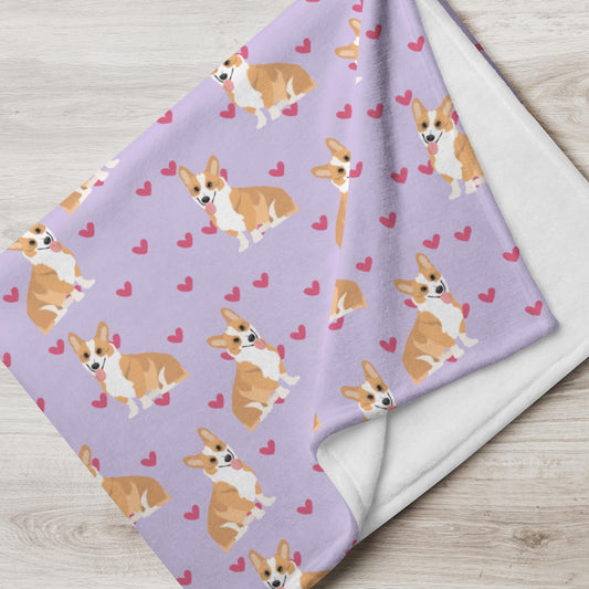 Valentine day heart Welsh Corgi blanket