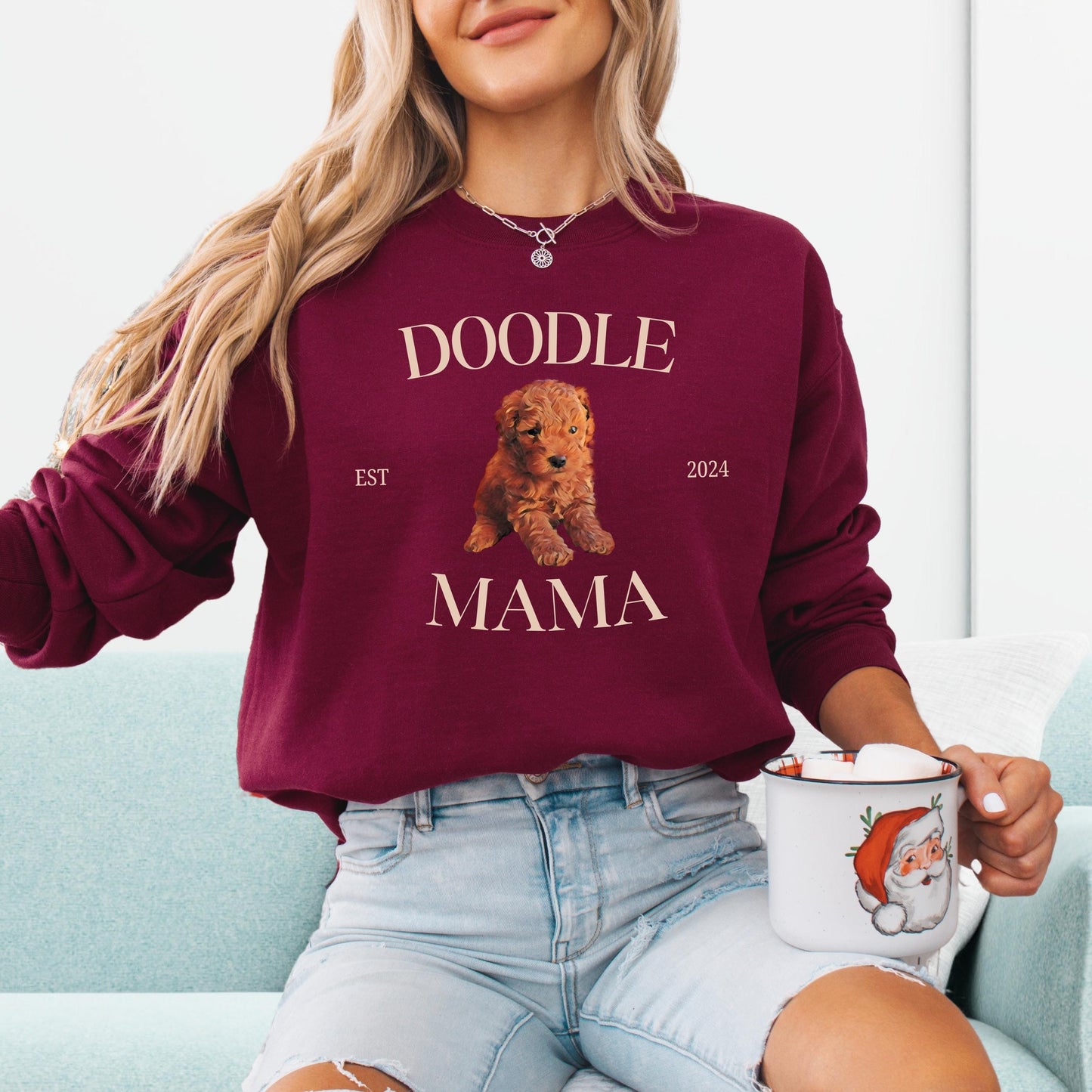 Doodle Puppy Mama Shirt, girlfriend vday gift, red doodle valentine sweatshirt, dog mom sweater, pet mom gift, red goldendoodle
