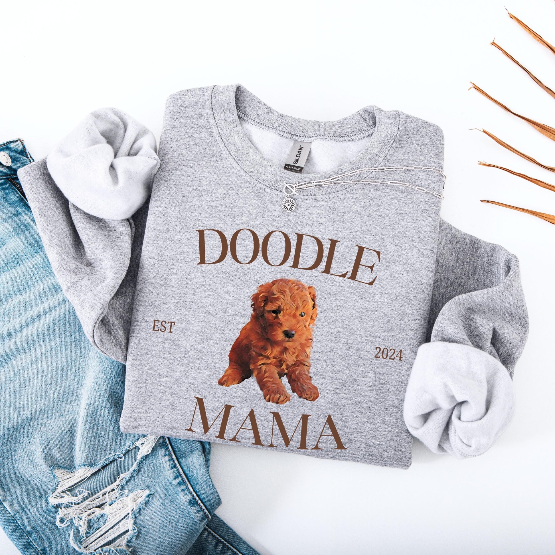 Custom red goldendoodle puppy mama sweatshirt