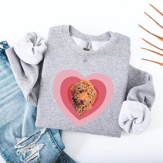 Love Red Golden Doodle Shirt, Valentine doodle mom gift, pet mom sweatshirt, gift for her, best friend birthday gift, red doodle gift