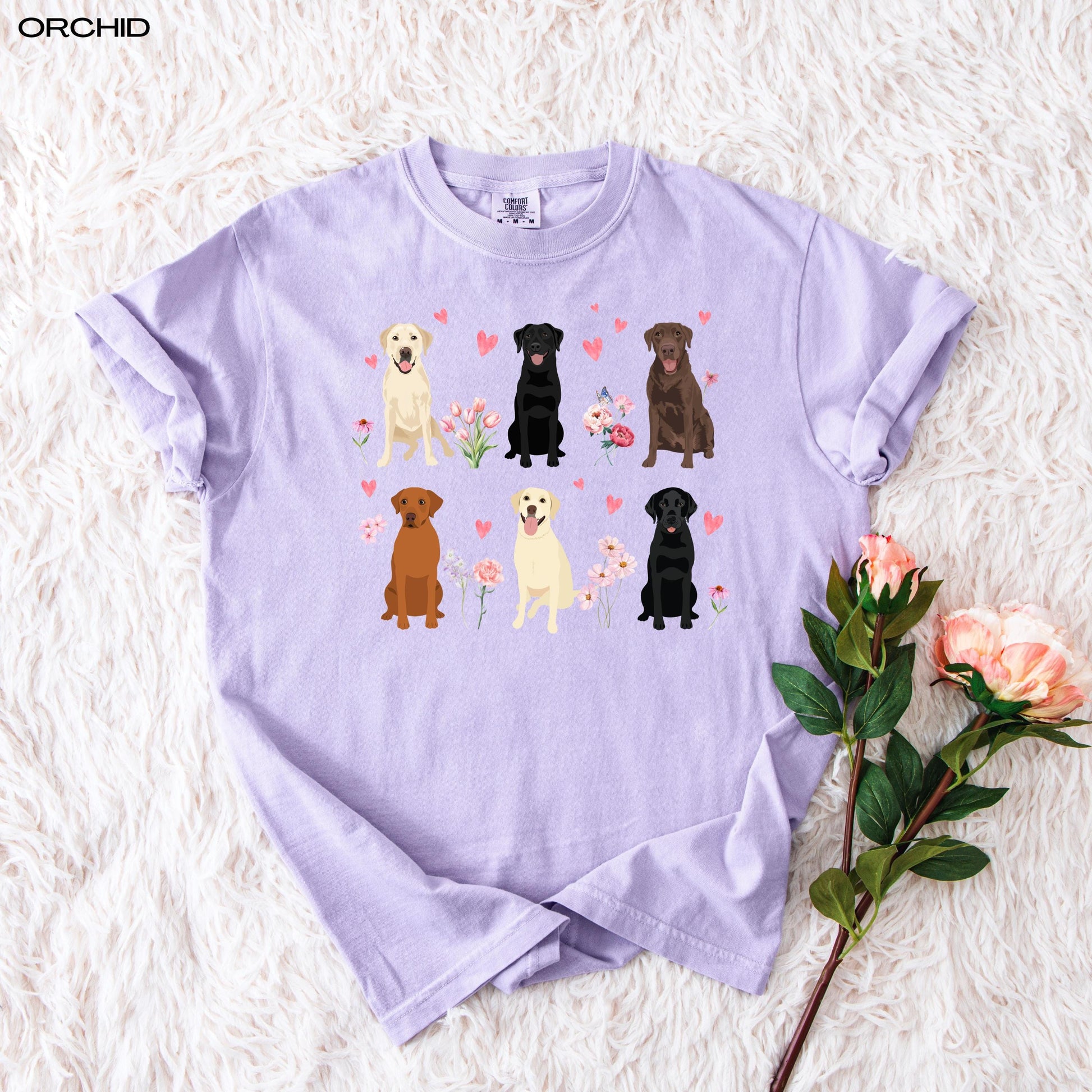 Pink Heart Labrador Cottagecore Shirt, labrador Valentine day, vday gift for her, labrador gift, dog sweetheart, red fox labrador sweatshirt