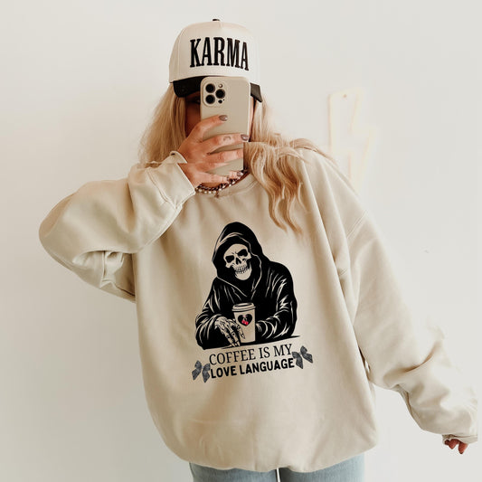 Coffee is my love language sweatshirt for y2k aesthetic girlies