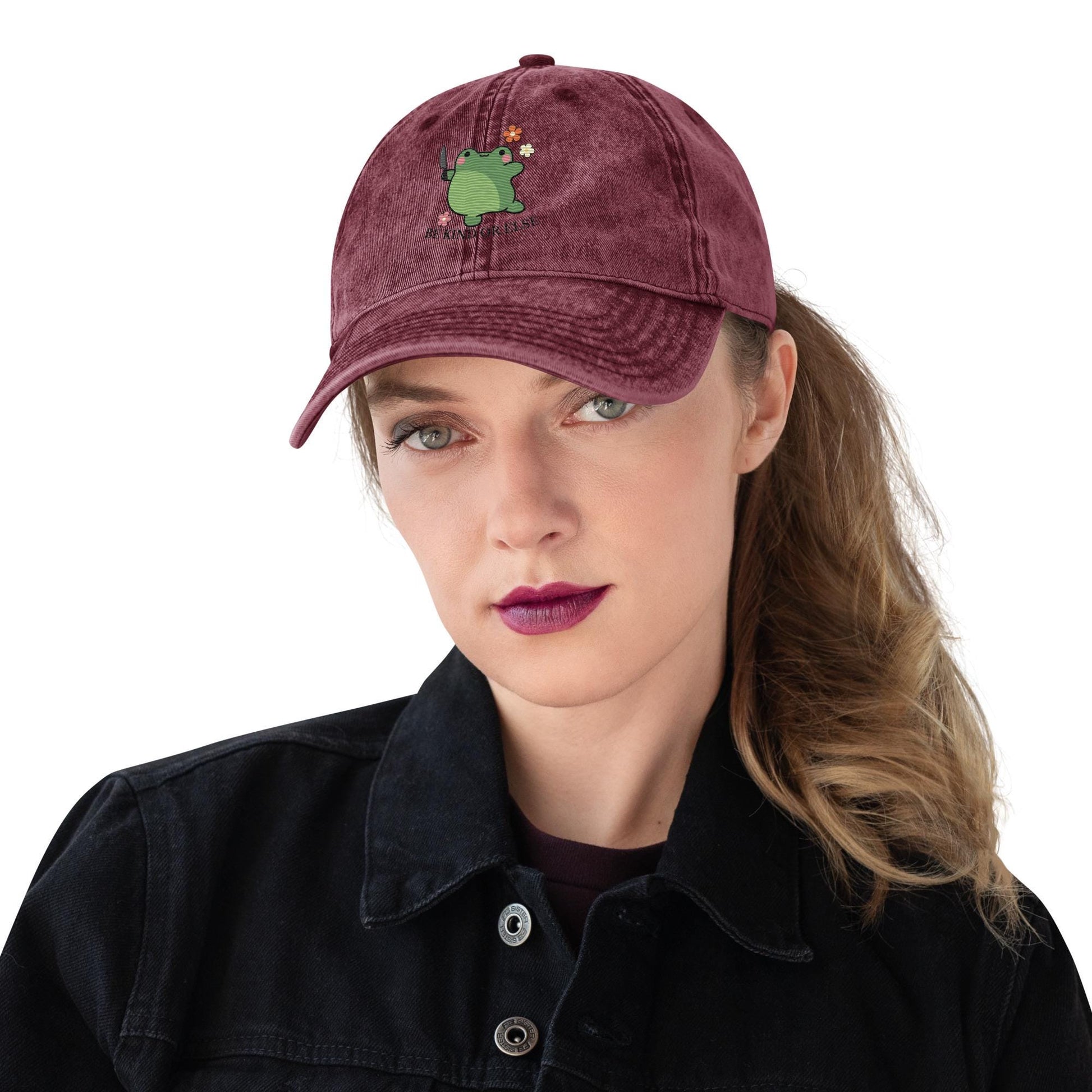 Be Kind Or Else Frog Hat, y2k aesthetic college girlie gift, sarcastic wife birthday gift, best friend gift for her, frog lover gift
