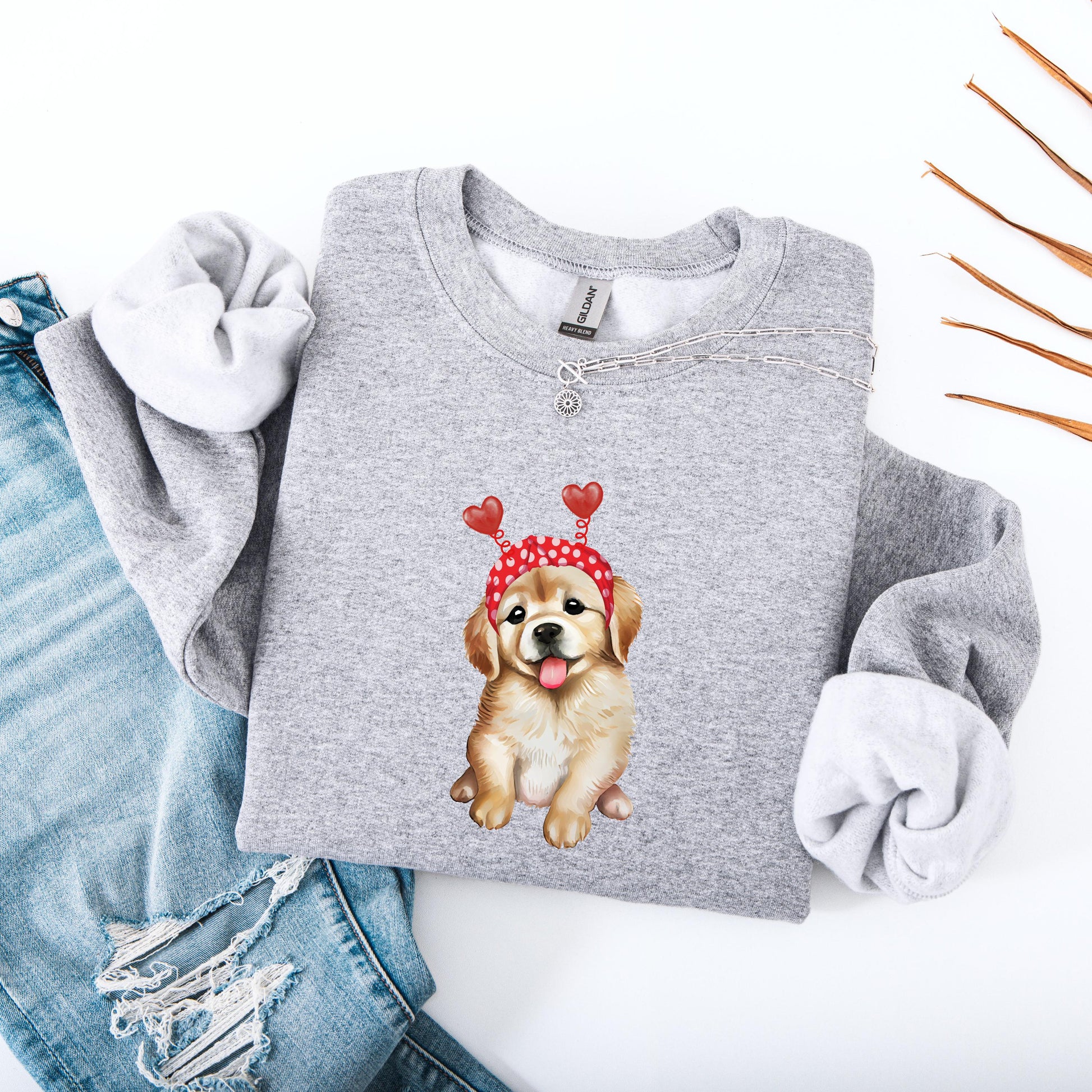 Golden Retriever Puppy Valentine Sweatshirt, golden dog gift, girlfriend vday gift, golden mama shirt, puppy mom sweater, puppy shower gift
