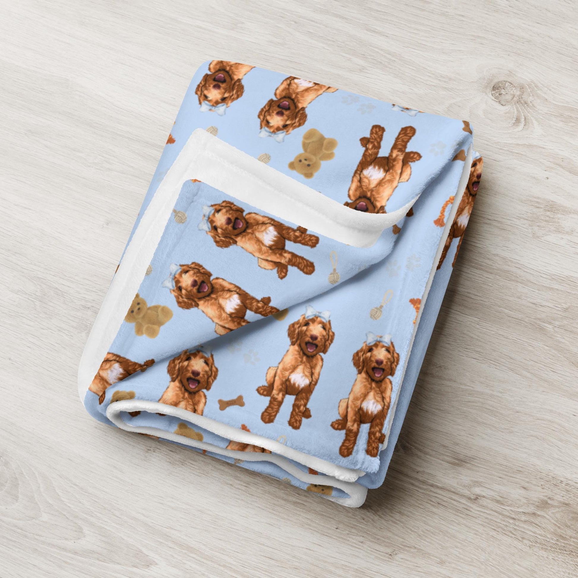 Goldendoodle Puppy Blanket, pink bow doodle mama gift, puppy shower blanket, pregnancy gift, girfriend gift, goldendoodle gift, gift for her