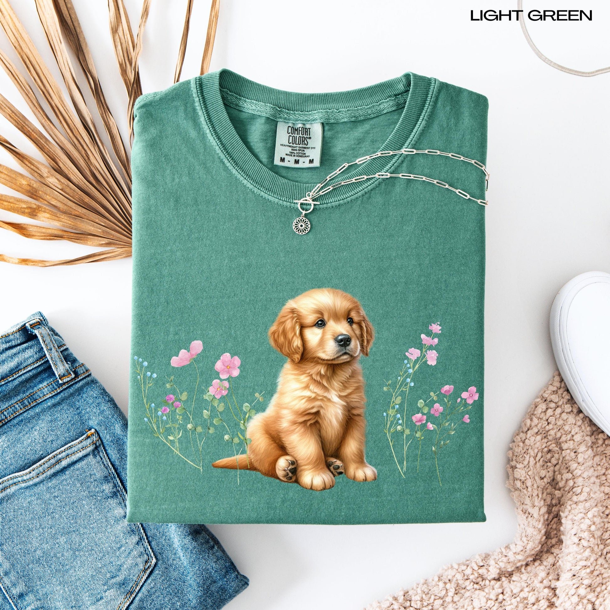 Cottagecore Golden retriever puppy shirt