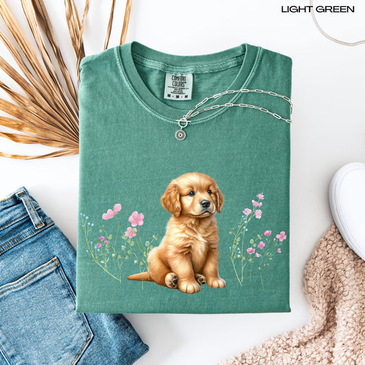 Cottagecore Golden retriever puppy shirt